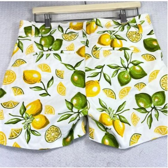 ISAAC MIZRAHI Womens Tailored Lemon Lime Print Shorts with pockets - Picture 6 of 7